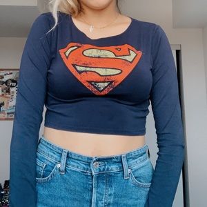 Long Sleeve Superman crop top